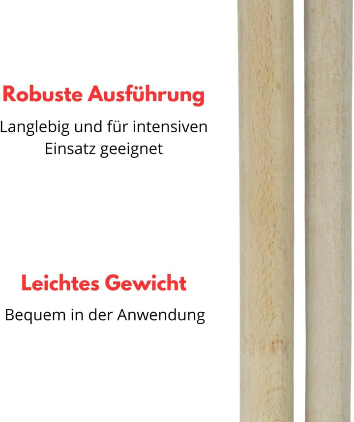 2 STK. Besenstiel Holzstiel Holz 150cm Gerätestiel ohne Gewinde Strassenbesenstiel