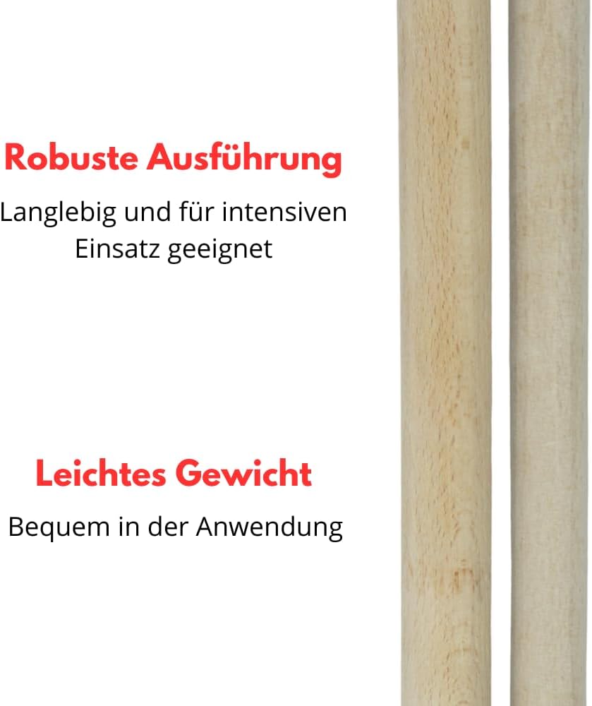 Generisch 2er Set Holzstiel 150 cm – Laubrechenstiel Ø 28 mm – stabiler Gerätestiel aus Buchenholz –