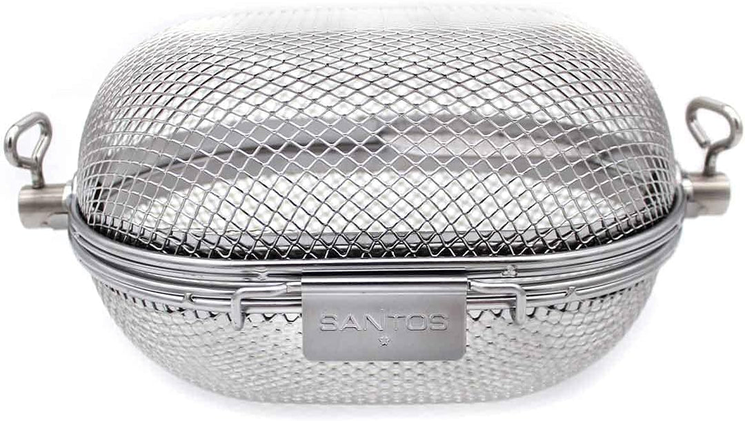 SANTOS XS Drehspiess-Korb für Drehspiesse (⌀ max 14mm) - Grillkorb für kleine Grills - Grillzubehör