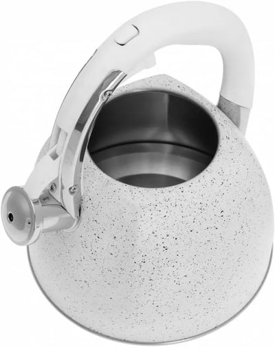 Flötenkessel Wasserkessel Edelstahl Inox Marmorbeschichtung 3.0L Klausberg KB-7261 Weiss | Marmor, W