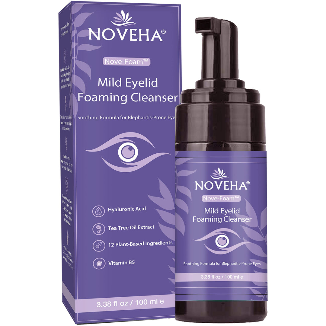 NOVEHA - Schäumender Augenlidreiniger mit Teebaumöl und Lavendel | Hypoallergene Feuchtigkeitsseife