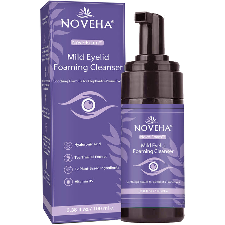 NOVEHA - Schäumender Augenlidreiniger mit Teebaumöl und Lavendel | Hypoallergene Feuchtigkeitsseife