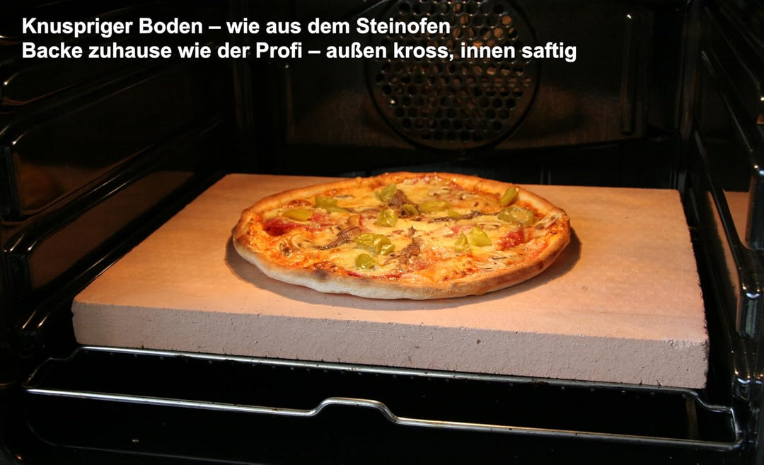 PIZZASTEIN - BROTBACKSTEIN Set, extra dicker lebensmittelechter Schamottestein eckig 40 x 30 x 3 cm