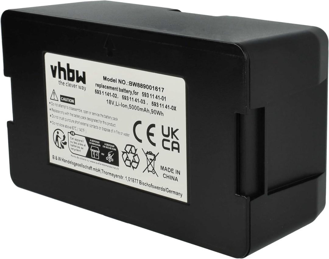vhbw Akku kompatibel mit Husqvarna Automower 550H 2019, 550 EPOS Rasenroboter Rasenmäher (5000mAh 18