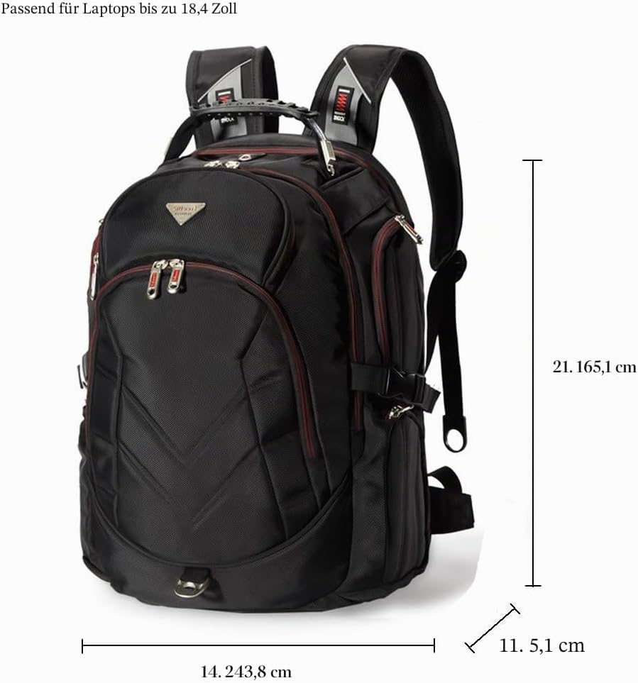 FreeBiz 18.4 Inches Laptop Backpack Fits up to 18 Inch Gaming Laptops for Dell, Asus, Msi,Hp (Black)