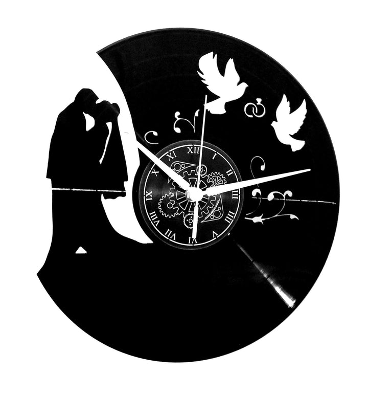 Vinyl Wanduhr Vintage Handgemache Schallplatten-Design Dekor Verheiratet Hochzeit Freunde