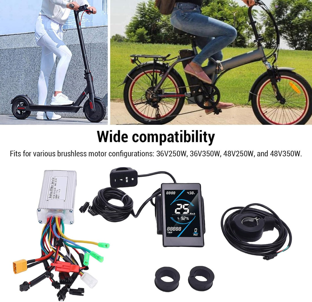 BuyWeek Elektrofahrrad Brushless Motor Controller Kit, 36V 48V 250W 350W 17A 3 Modus Sinuswelle Cont