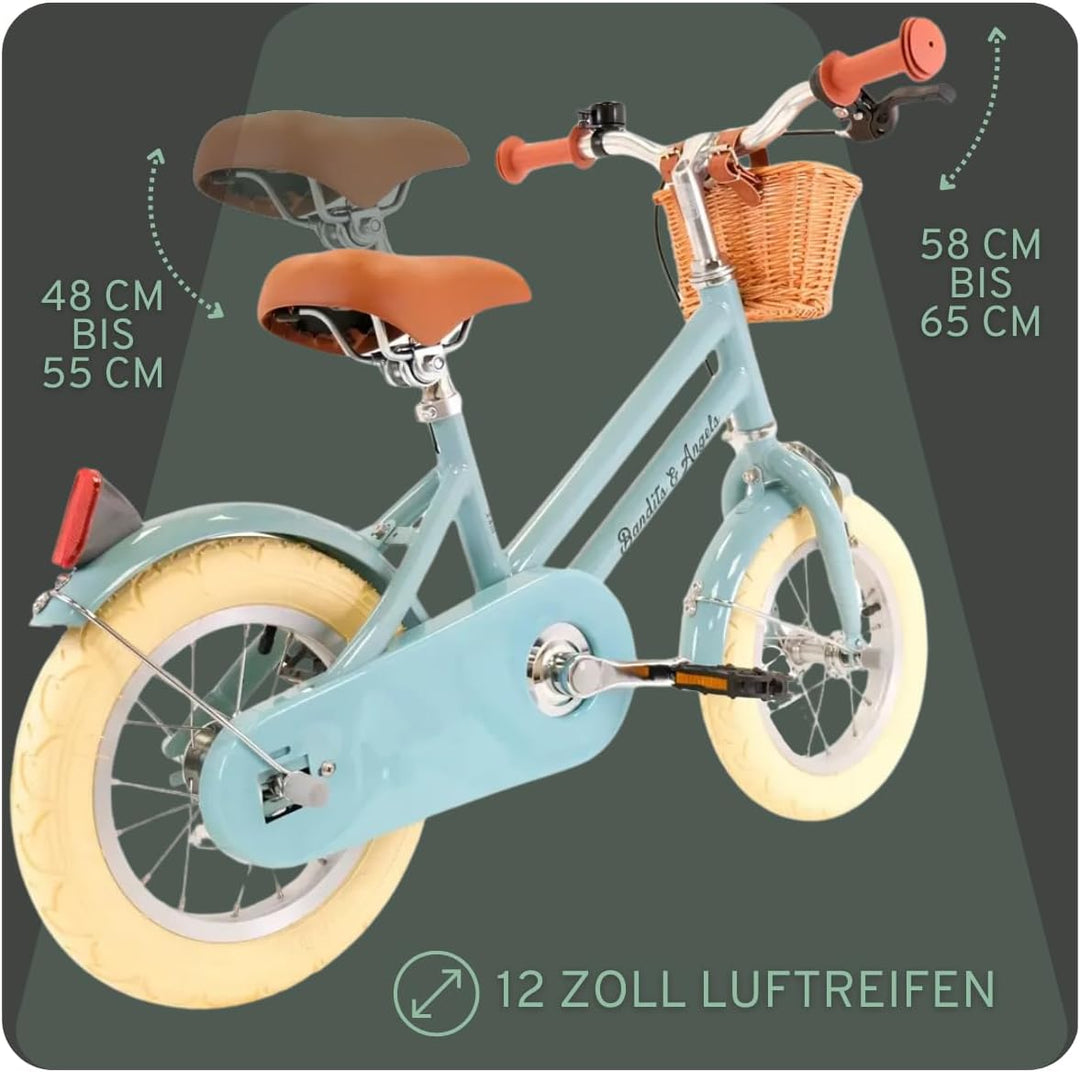 Bandits and Angels Kinderfahrrad Retro Rider 12 Zoll Blau, Blau