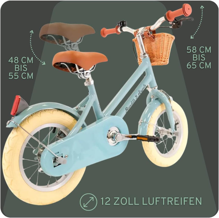 Bandits and Angels Kinderfahrrad Retro Rider 12 Zoll Blau, Blau