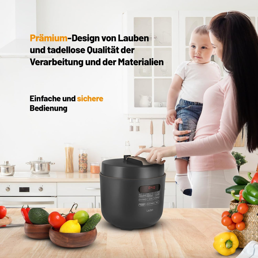 Lauben Schnellkochtopf 5000AT Electric Pressure Cooker mit einem Fassungsvermögen von 5 l, 9 Program