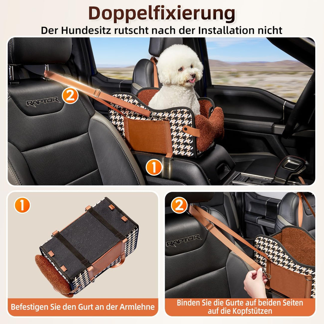 Hundesitz Mittelkonsole Auto,hundesitz Auto kleine Hunde, Wasserdicht, Seitentaschen & Schnellmontag