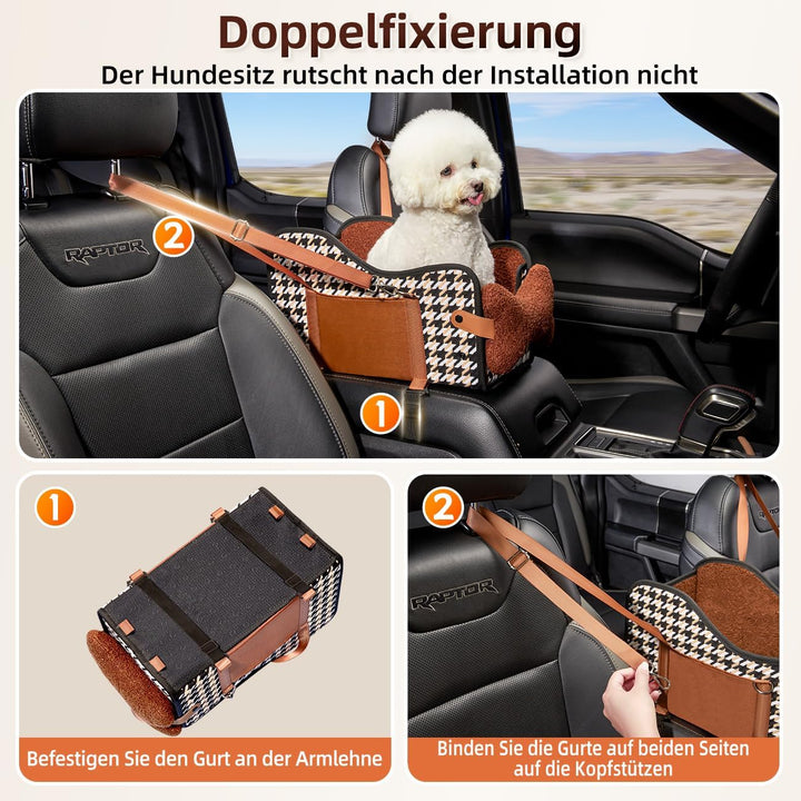 Hundesitz Mittelkonsole Auto,hundesitz Auto kleine Hunde, Wasserdicht, Seitentaschen & Schnellmontag