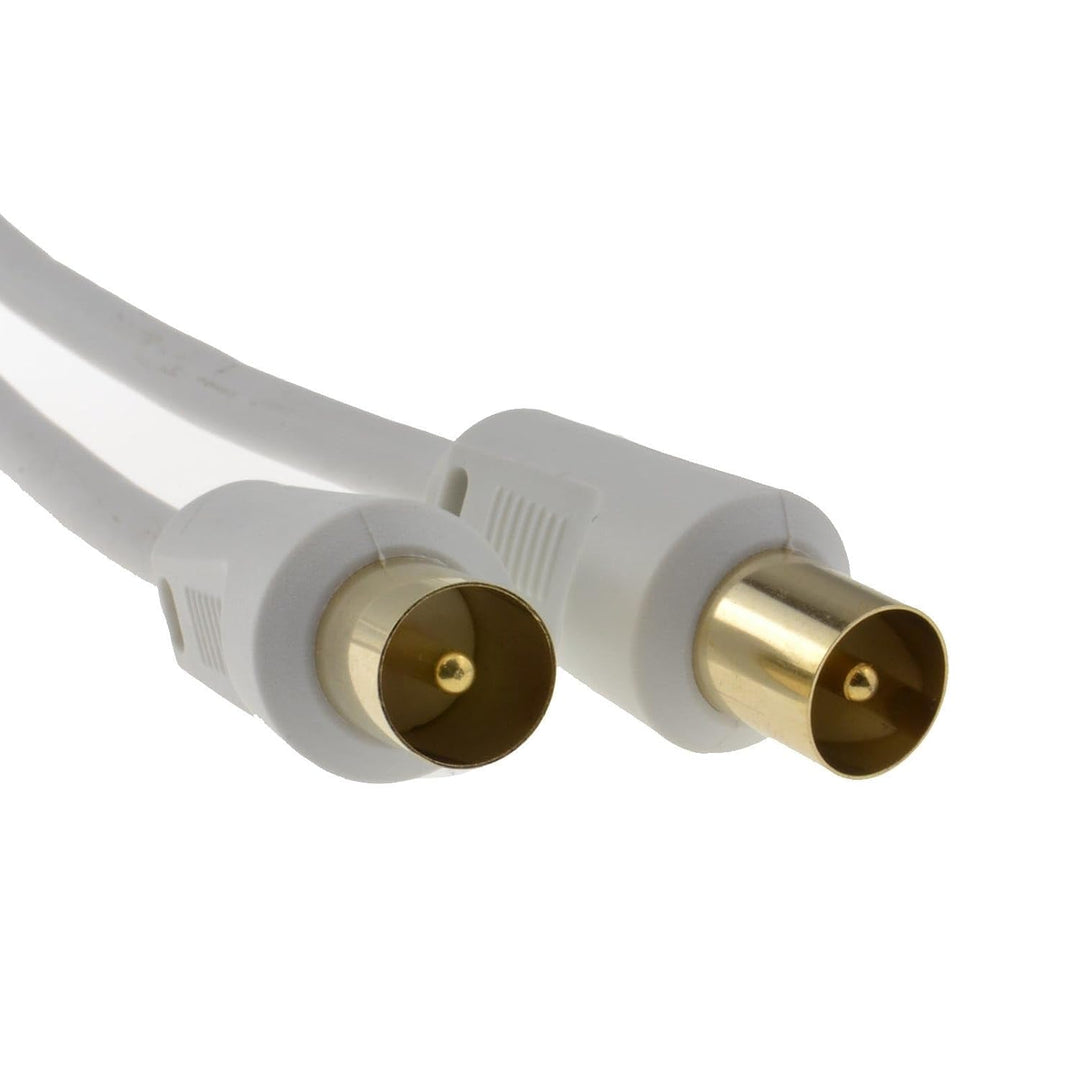 RF TV Digitale Erdgebundene Stecker Zum Stecker Weiss Antenne Anschlusskabel Kabel Mit Kupplung 40 m