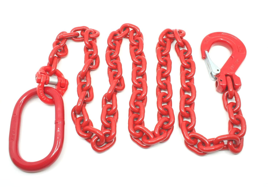 Forstkette rund, 10mm mit Aufhängeglied und Schlupfhaken mit Falle, Rückekette - [ 2m 10mm ]