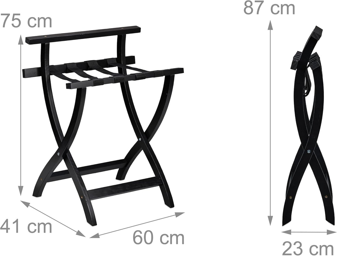 Relaxdays Kofferständer, klappbar, Gepäckständer mit Wandschutz, HxBxT: 75x60x41 cm, Kofferablage, H
