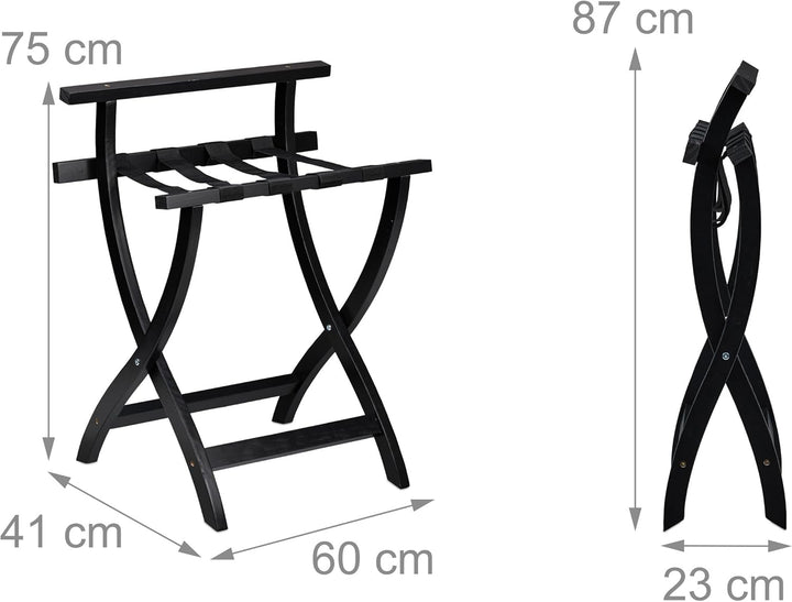 Relaxdays Kofferständer, klappbar, Gepäckständer mit Wandschutz, HxBxT: 75x60x41 cm, Kofferablage, H