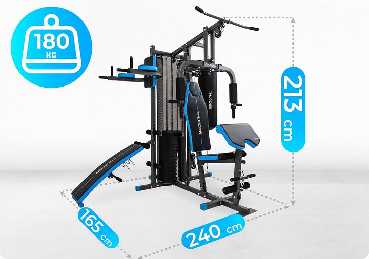 THUNDER Multifunktionale Kraftstation Home Gym Fitnessstation mit Kabelzug &amp; Muskelaufbau Training P