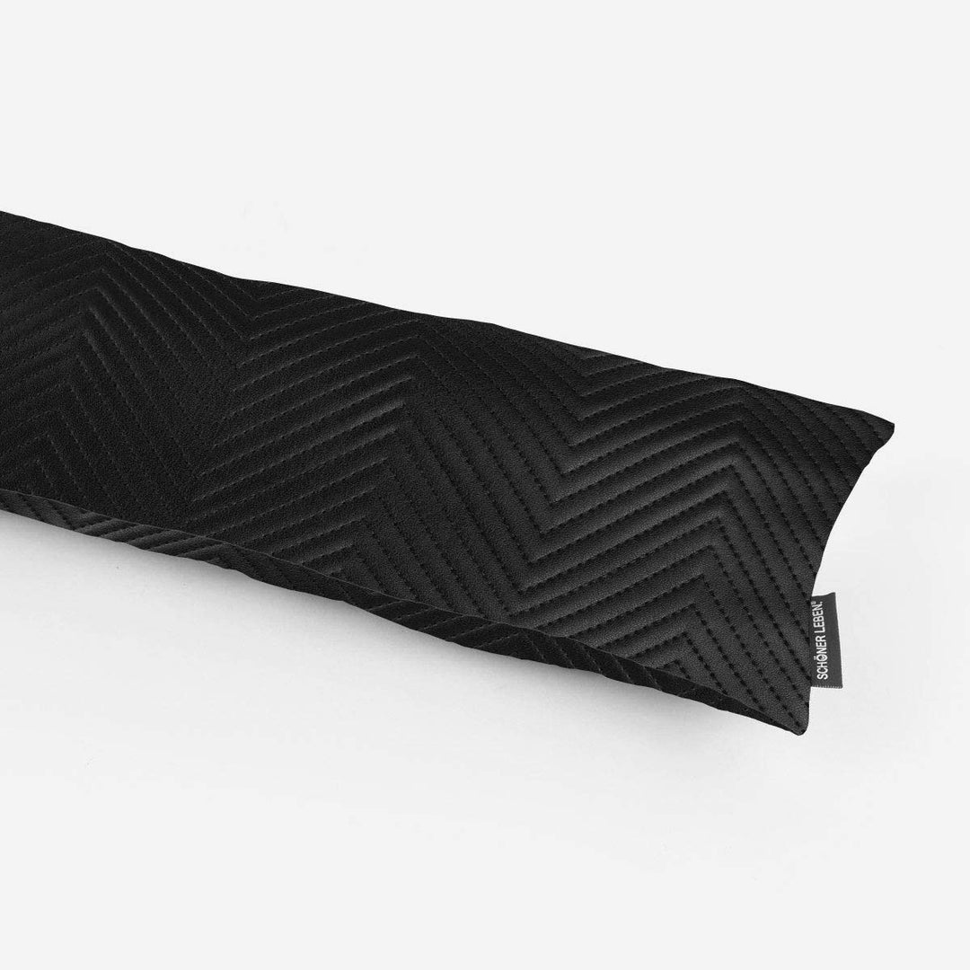 SCHÖNER LEBEN. Zugluftstopper Kunstleder Steppung Zickzack schwarz, Auswahl:80cm Länge Schwarz 80x15