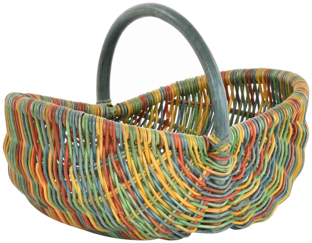 Einkaufskorb/Bügelkorb/Shopper aus echtem Rattan, Henkel- Trage-Korb leicht und stabil (Bunt (Rot, B