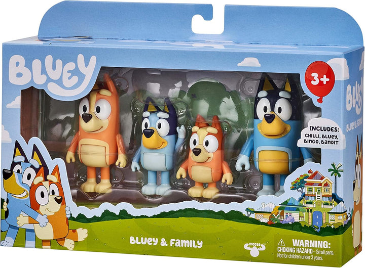 BlueY 4er-Figuren-Set Familie, Bingo, Bandit und Chilli; 6,3-7,6 cm grosse Figuren mit beweglichen G