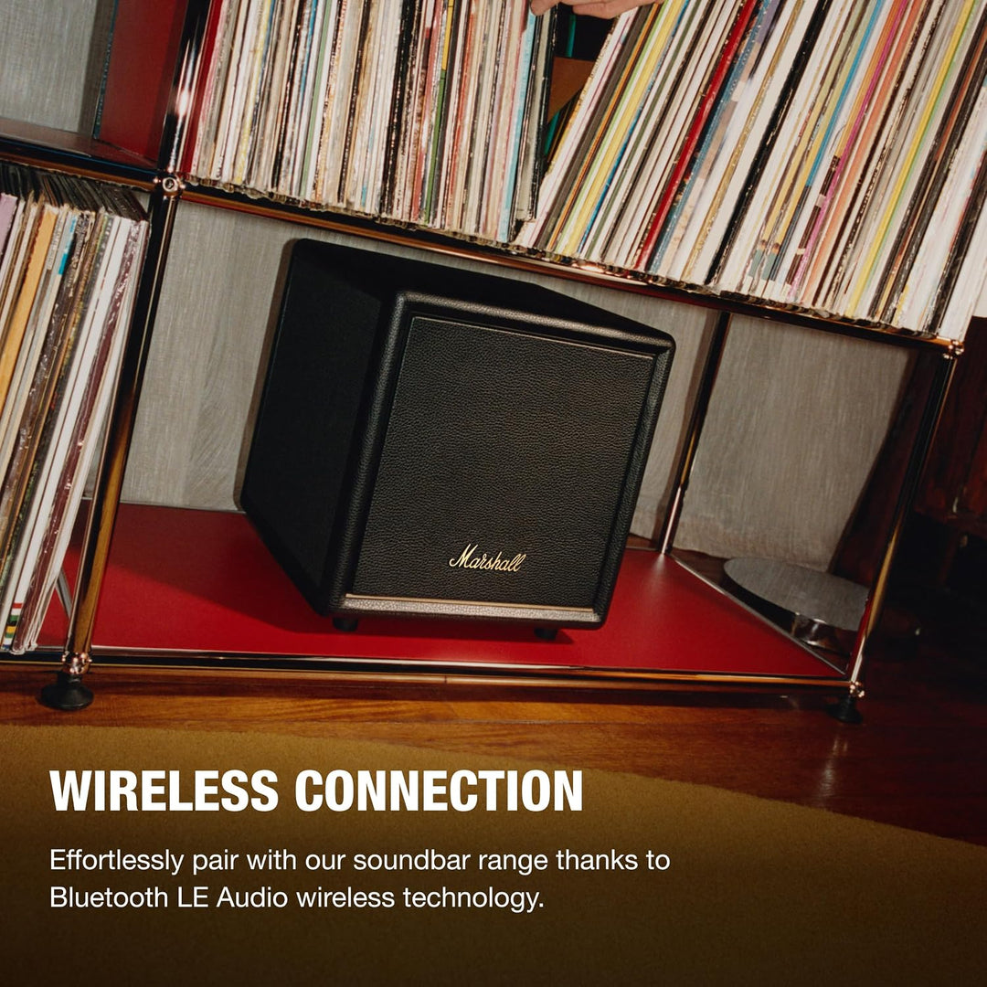 Marshall Heston Sub 200 Tiefer Subwoofer für TV, Filme und Musik | Bluetooth LE und Mono RCA Konnekt