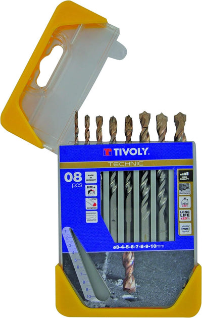 Tivoly 10960570001 Technic Betonbohrer Set 8pcs Ø3, 4, 5, 6, 7, 8, 9, 10 mm, Mehrfarbig