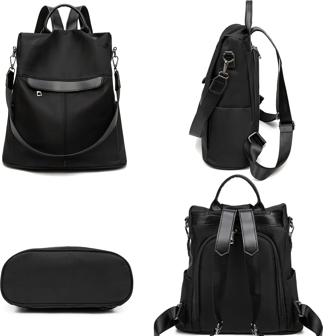 shepretty Damen Rucksack Anti Diebstahl Umhängetasche Multifunktions Schultaschen 8864-oxford-schwar