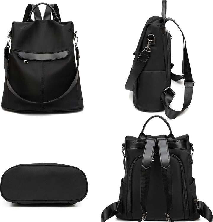 shepretty Damen Rucksack Anti Diebstahl Umhängetasche Multifunktions Schultaschen 8864-oxford-schwar