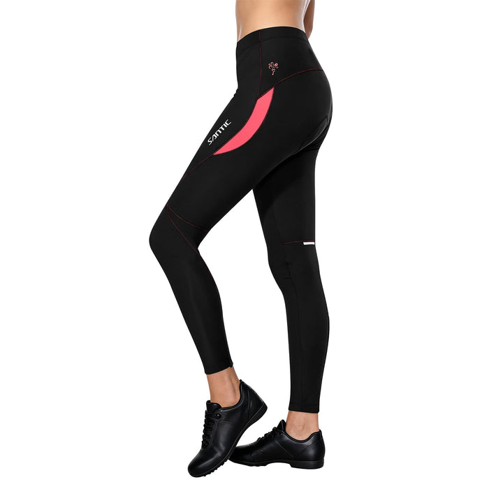 Santic Fahrradhose Damen Lang mit 4D Sitzpolster Atmungsaktive Dehnbare Radlerhose für Moutainbike L