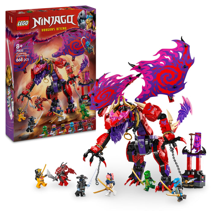 LEGO NINJAGO Chaosdrache Donnerzahn - Kinder Spielzeug - Bewegliche Actionfigur mit 6 Minifiguren (L