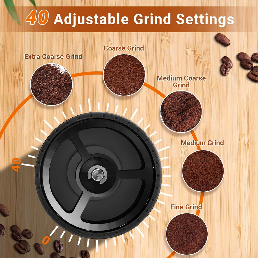 Kaffeemühle Manuell mit Keramischem Mahlwerk, 40 Präzise Einstellbare Mahlgrade für French Press, Po
