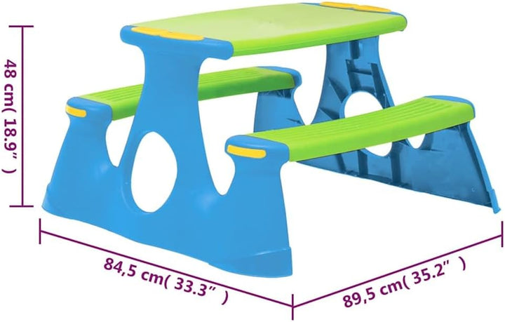 Kinder Picknickbank mit Tisch Polypropylen PP 89,5x84,5x48 cm Set für 4 Kinder ab 18 Monaten für Gar