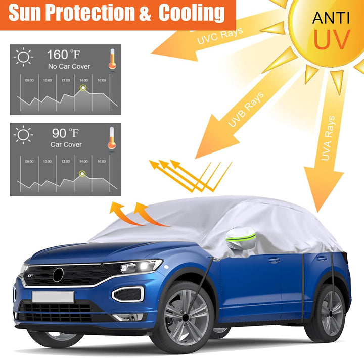 Autoabdeckung Wasserdicht Ersatz für VW T-ROC 2017-2024, Sonnenfest Hälfte Autoabdeckung, Halbgarage