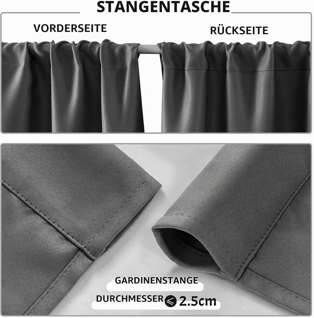MRTREES Scheibengardinen Blickdicht Kurz Modern Fenster Küche Wohnmobil Bistrogardine 2er Set H 45 x
