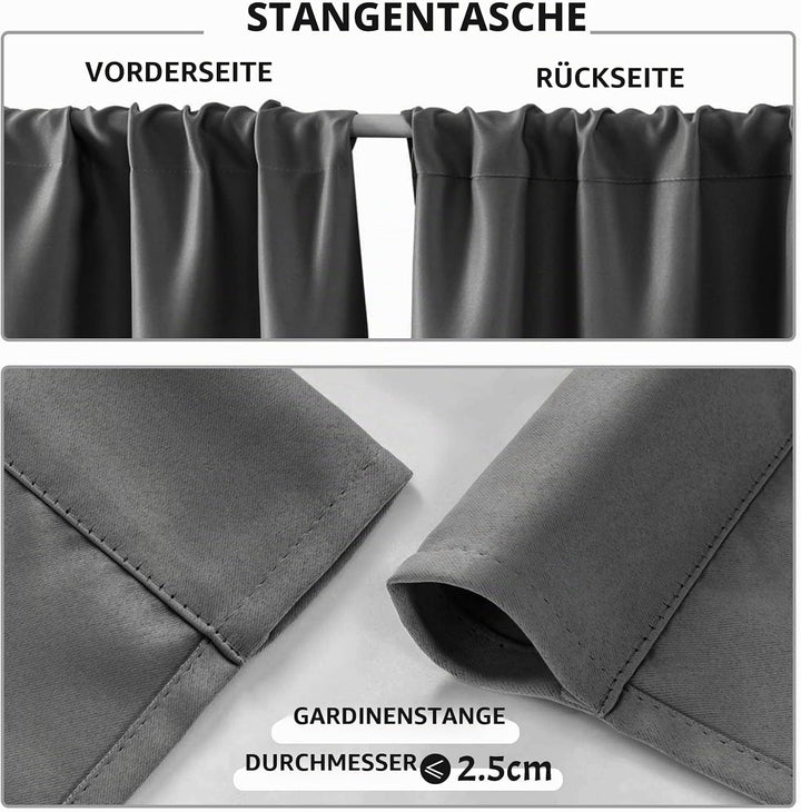 MRTREES Scheibengardinen Blickdicht Kurz Modern Fenster Küche Wohnmobil Bistrogardine 2er Set H 45 x
