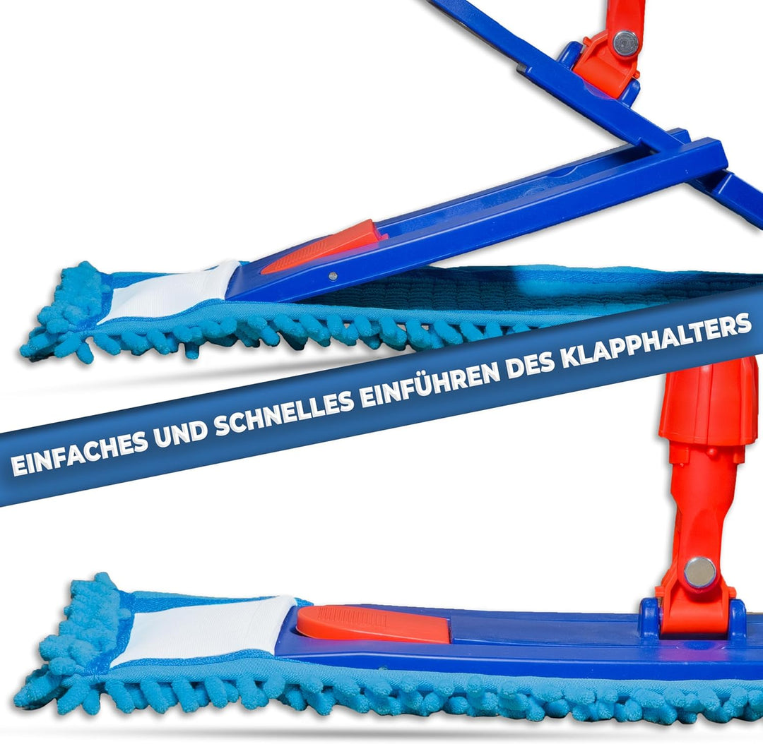 3X Bodenwischer Ersatzbezug - Chenille Wischbezug blau - Wischmopp Chenille aus Mikrofaser für empfi