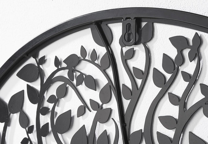 Kobolo Wandbild Wanddeko Metallbild - LIVING - Metall rund schwarz - Lebensbaum Baum - 60cm