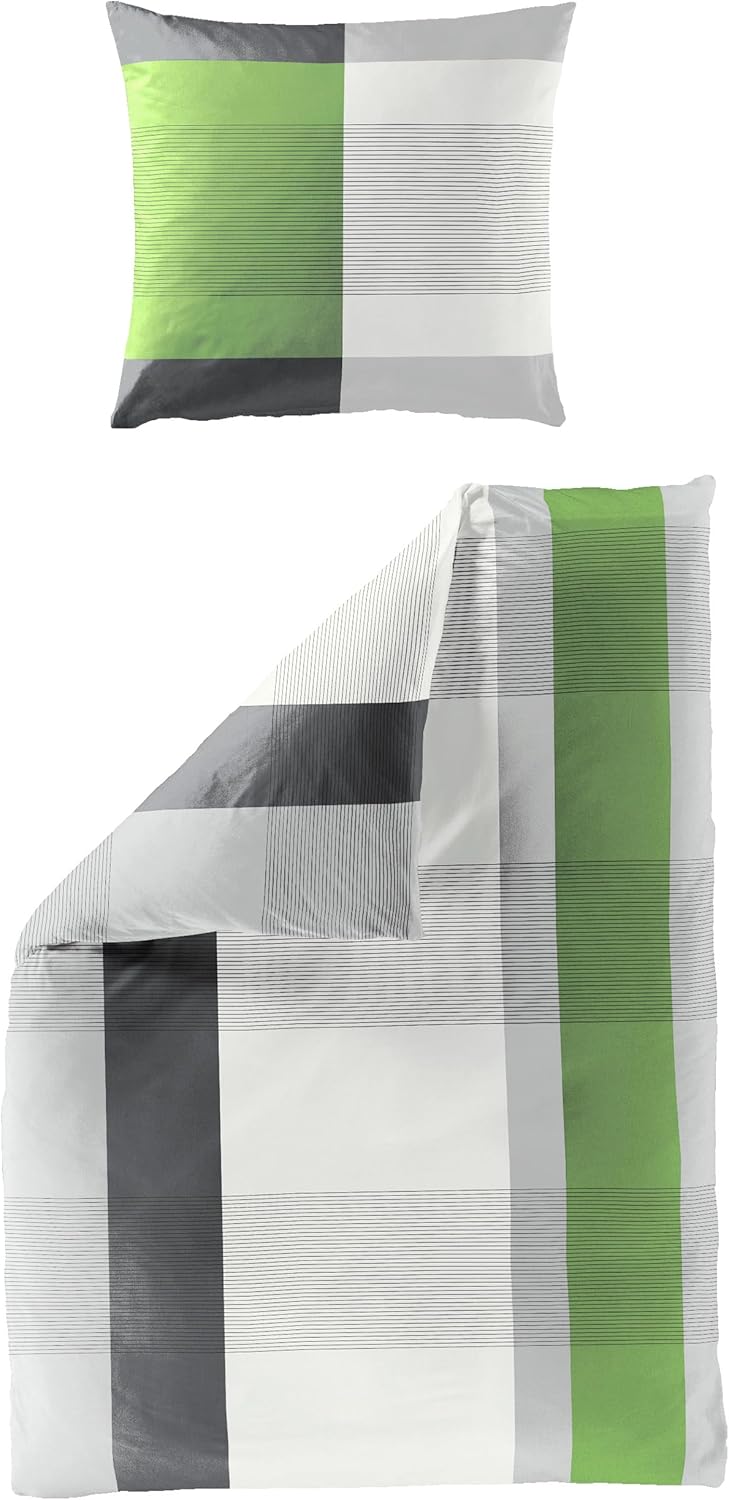 Bierbaum Bettwäsche 4643, Mako-Satin, Made in Germany, silber 06, 135x200 + 80x80 cm Silber 135 x 20