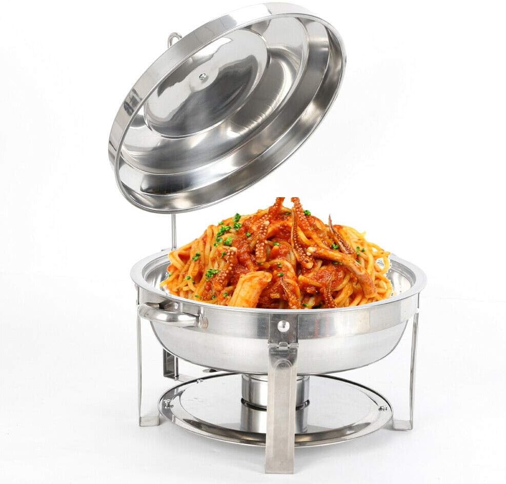 7.5L Rund Chafing Dish, Edelstahl Speisenwärmer, 360mm Durchmesser Innere Scheibe, Buffet-Set für Ca