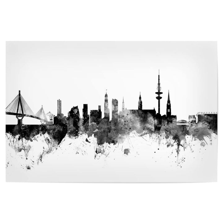 artboxONE Poster 120x80 cm Städte Skyline Hamburg hochwertiger Design Kunstdruck - Bild Hamburg Hamb