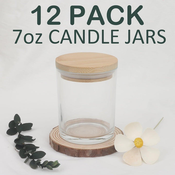 MILIVIXAY 12 Stück 200 ml klare, dicke Glas-Kerzengläser mit Deckel, leere Kerzengläser für die Hers