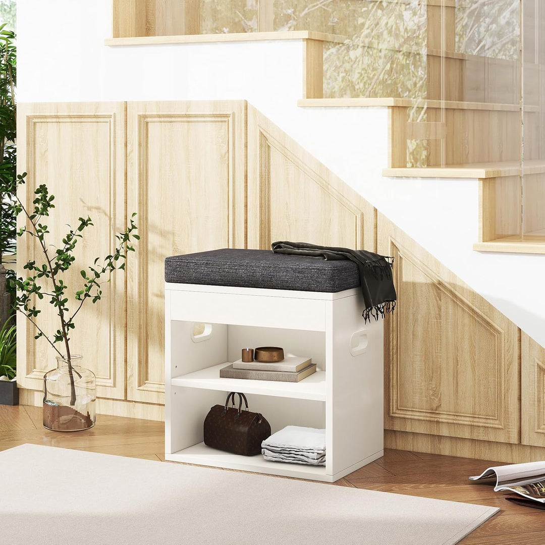 YMYNY Schuhbank mit Sitzfläche und Schublade, 2-Stufig Schuhschrank mit sitzbank, Schuhregal Klein m