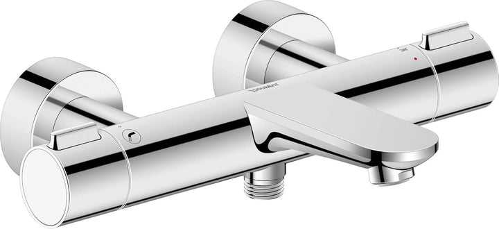 Duravit Wave Wannenarmatur Aufputz für 2 Verbraucher mit Umstellventil, Wannenthermostat mit Keramik