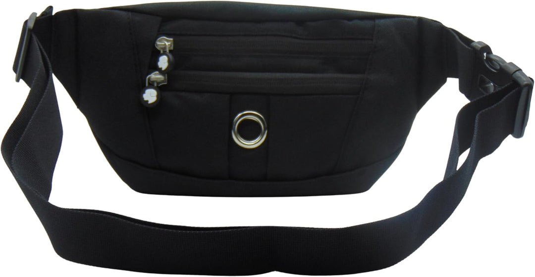 Buukbüdel, Schwarz | 4 grossen Fächern, verstellbarer Gurt als Bauchtasche oder Crossbody Bag für un