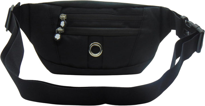 Buukbüdel, Schwarz | 4 grossen Fächern, verstellbarer Gurt als Bauchtasche oder Crossbody Bag für un