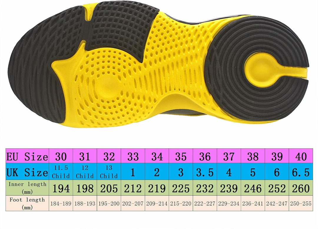 Turnschuhe für Jungen Kinder Sportschuhe mit Klettverschluss Grösse 30-40 31 EU Schwarz Gelb, 31 EU