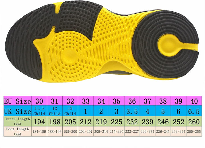Turnschuhe für Jungen Kinder Sportschuhe mit Klettverschluss Grösse 30-40 31 EU Schwarz Gelb, 31 EU