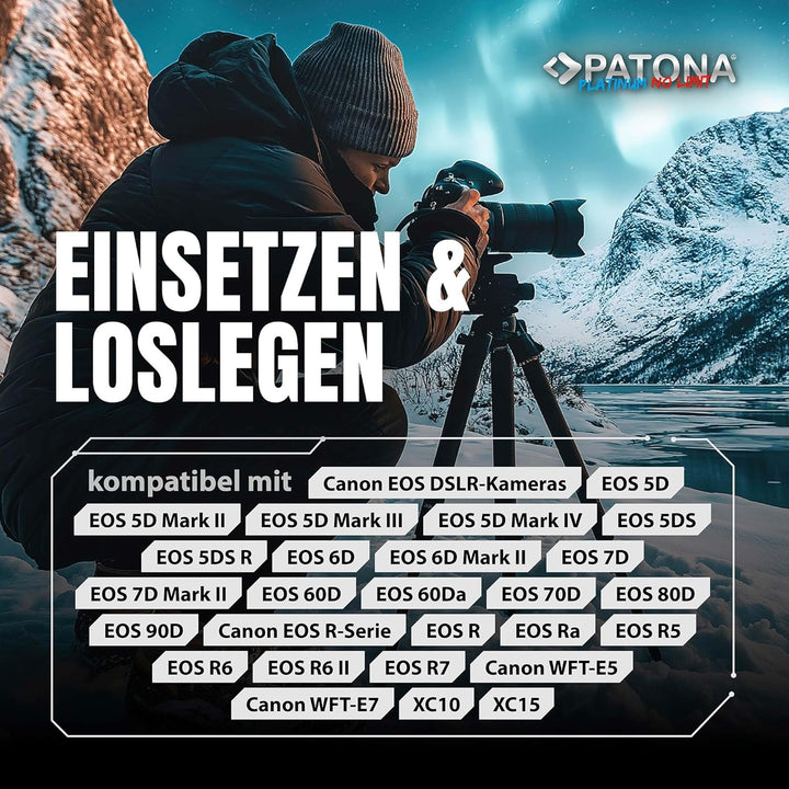 PATONA Platinum USB-C Akku LP-E6 Kompatibel mit Canon EOS R 7D 6D 5D Mark II III 80D