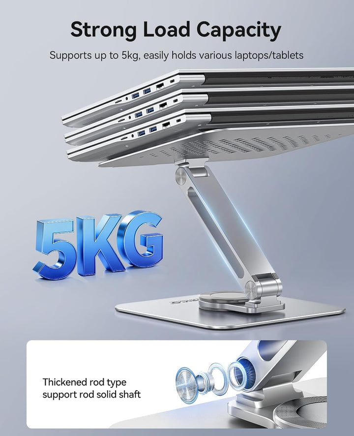 ORICO Laptop Ständer Höhenverstellbar mit 360° Drehsockel, Faltbarer Ergonomischer Notebook Ständer