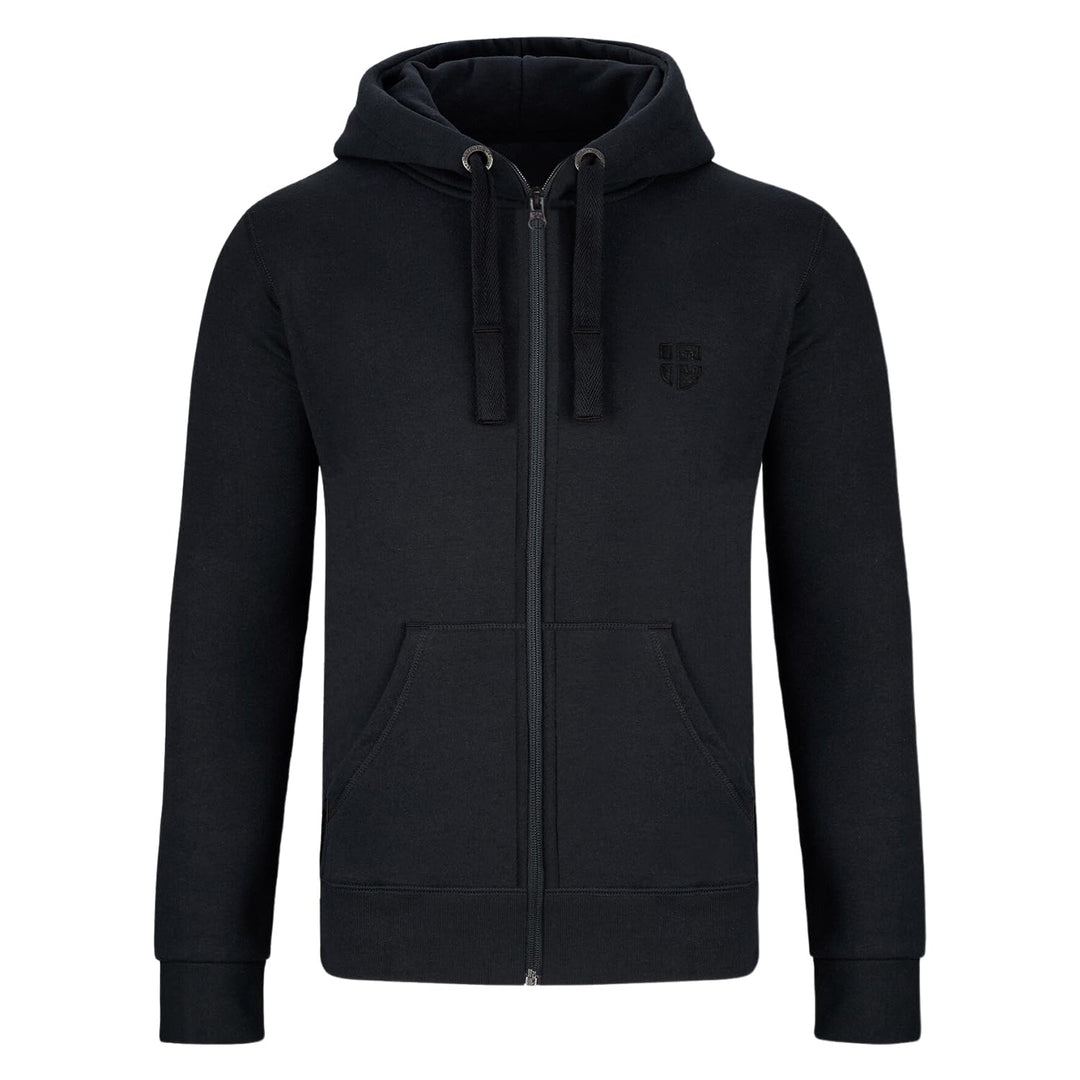 Herren Sweatjacke Kapuzenjacke mit Baumwolle Sport & Freizeitjacke, XXL Schwarz (Black)